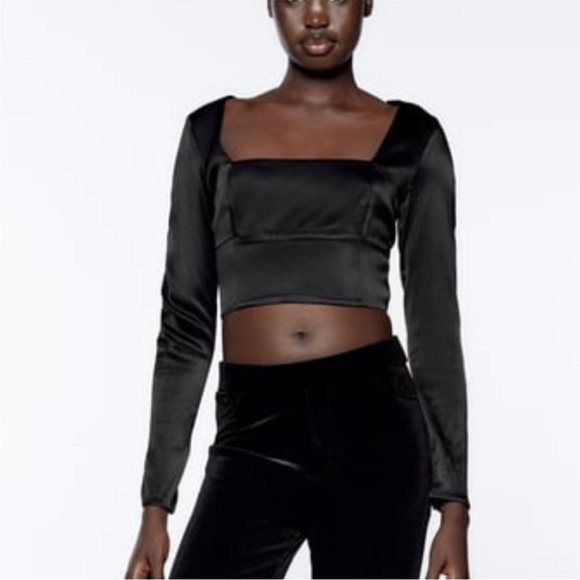 Zara Satin Top Black with Adjustable Back Ties - Picture 7 of 8
